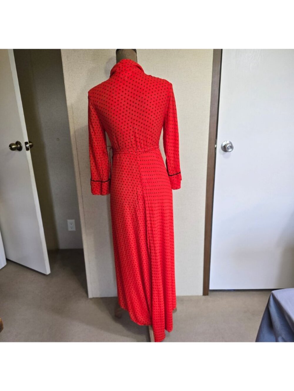 Ganni Mullin Georgette Red Polka Dot Wrap Dress Size 36 Small Chiffon - Picture 4 of 7